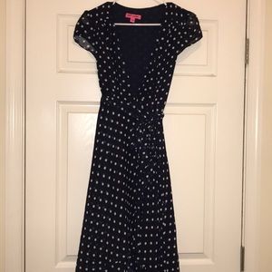 Navy Blue Betsy Johnson high/low wrap dress